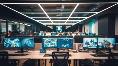 Bureau moderne d'un développeur de jeux vidéo