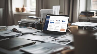 Interface NotebookLM sur ordinateur avec réponses sourcées et documents ouverts