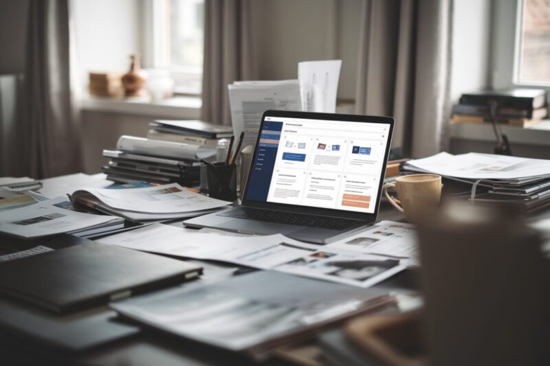 Interface NotebookLM sur ordinateur avec réponses sourcées et documents ouverts