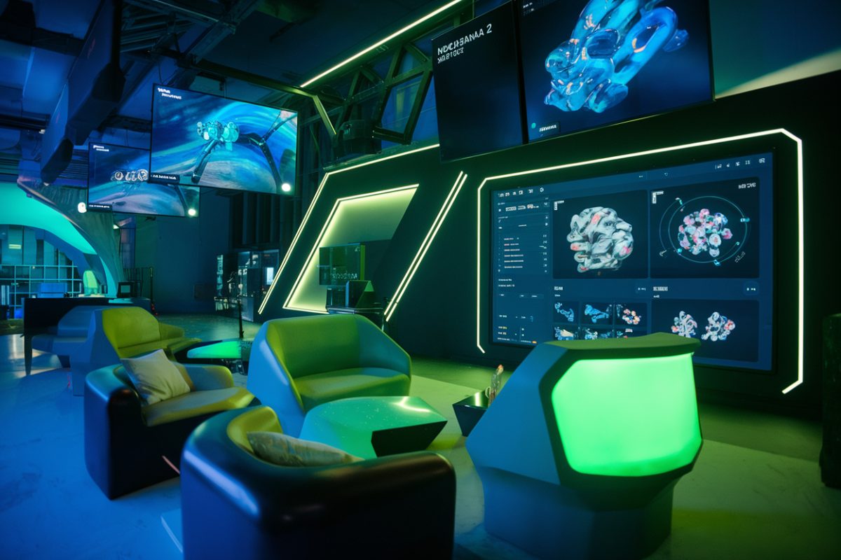 Atelier technologique futuriste avec Nano Banana 2