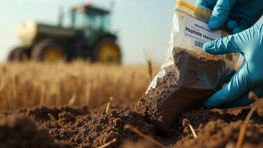 Prélèvement de sol agricole pour analyse de résidus de pesticides