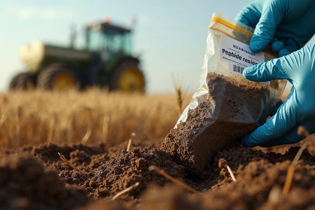 Pr&eacute;l&egrave;vement de sol agricole pour analyse de r&eacute;sidus de pesticides